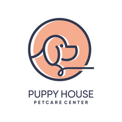Obraz premium Puppy house logo design simple concept Premium Vector