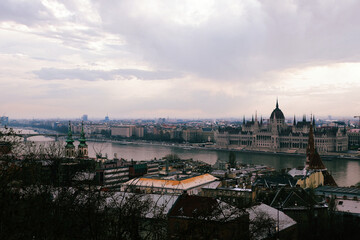 Fototapeta na wymiar Skyline of Budapest, Hungary. View from Gellert Hill.