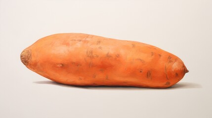 an isolated sweet potato on a clean white surface, showcasing its rich orange color and distinct shape.