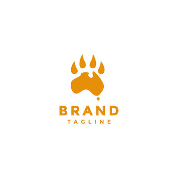 Simple Australian Wild Trail Logo Design. Australian Bear Footprints Logo Design.
