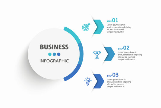 Modern business infographic template with 3 options or steps