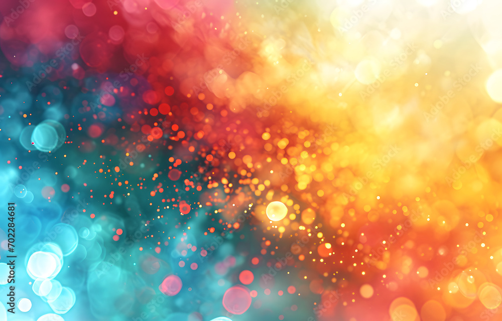 Poster vibrant fusion: particles of light converge in a symphony of color, creating a dynamic and vibrant b