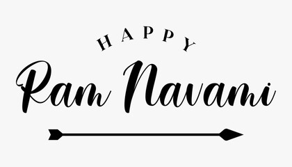 Happy Ram Navami lettering indian hindu festival vector illustration. - obrazy, fototapety, plakaty