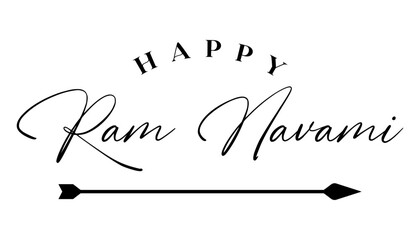Happy Ram Navami lettering indian hindu festival vector illustration.