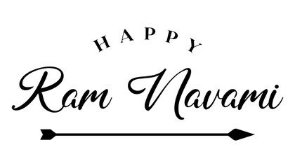 Happy Ram Navami lettering indian hindu festival vector illustration.