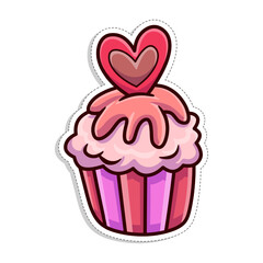 Free vector, Valentine's themed stickers, love cake recipe