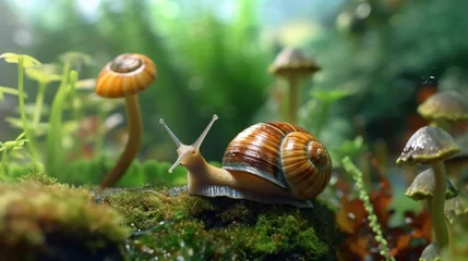 Deurstickers Snail Mollusc Garden image.Generative AI © sudipdesign