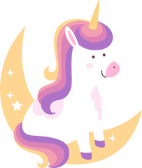 Unicorn Sitting On Moon