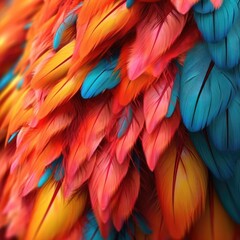 Fototapeta premium Beautiful colorful feather bird texture background
