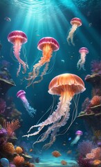 Fototapeta na wymiar Jellyfish painting
