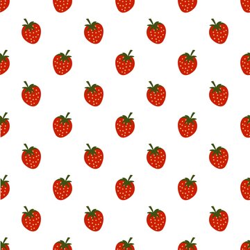 Seamless pattern with strawberries on white background 