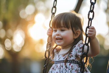 Adorable Young Girl with Down Syndrome Enjoying Playtime on Swing