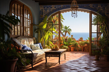 Mediterranean Style Terrace with Sea View.
