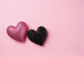 Fototapeta premium pink heart and black heart on pink background