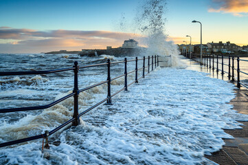 Amble Pier washed by the North Sea.  Amble Harbour is actually called Warkworth Harbour and is set...