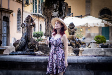 person in a fountain, Italy