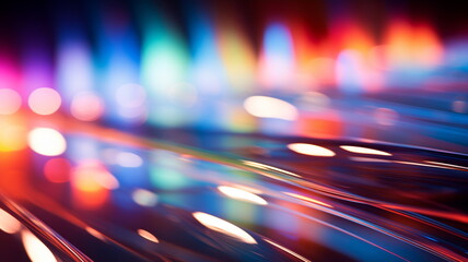 Light abstract blurred bokeh night background, blue city, bright defocused glowing urban, motion...