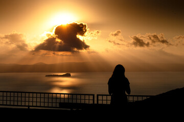 Beautiful sunset, Bolsena lake, Italy - obrazy, fototapety, plakaty