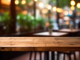 This stunning coffee shop photograph featuring a cozy shelf and table setup, perfect for a cafe or restaurant decor. The bokeh effect in the background adds a touch of magic to the scene