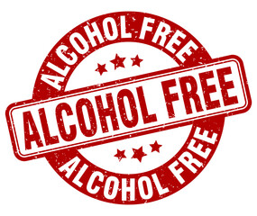 alcohol free stamp. alcohol free label. round grunge sign