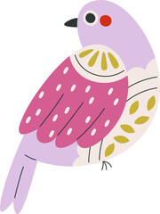 Sitting Bird With Floral Pattern