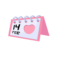 Calendar icon in isometric 3d style on a white background Valentines day