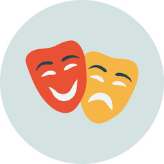 comedy and tragedy masks. multimedia icon vector png. media icon vector. interactive media, intermedia mixed media icon vector. music icon png. symbol icon multimedia.