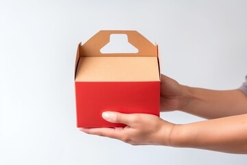 Hand of delivery holding fast food boxes. Online shopping and delivery transport. Packaging, shopping, delivery concept. ai generative