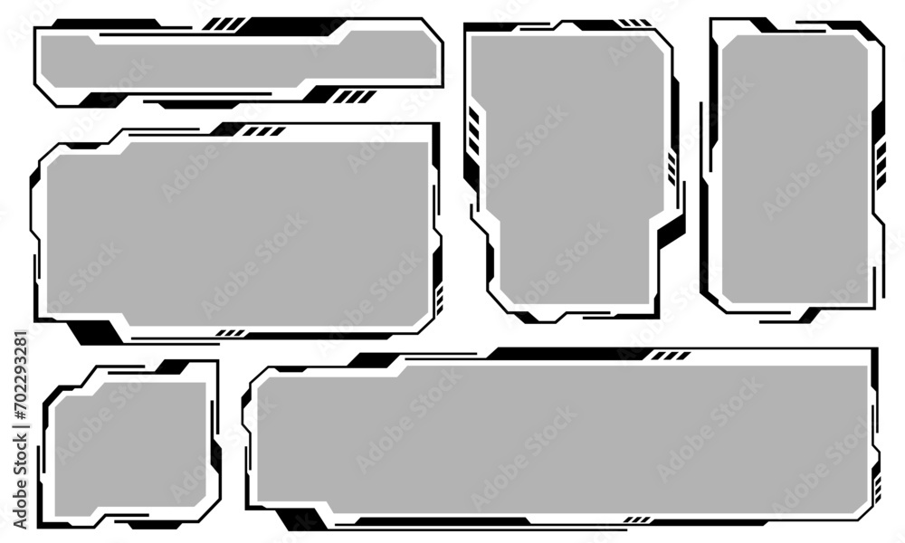 Poster hud frames black user interface elements design modern technology futuristic control panel screen di