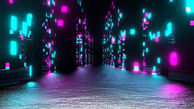 Cyan and Pink Cyber Quarter Background VJ Loop in 4K