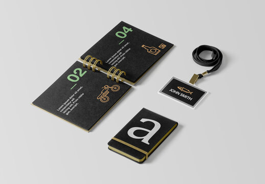 Notebook with Pass Card Mockups