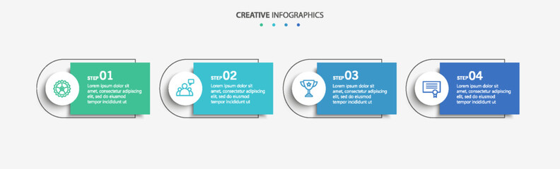 Business infographic design template with 4 options, steps or processes. Can be used for workflow layout, diagram, annual report, web design