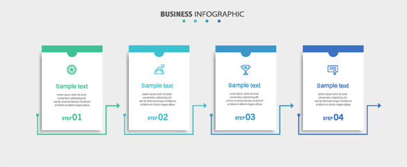 Business infographic design template with 4 options, steps or processes. Can be used for workflow layout, diagram, annual report, web design