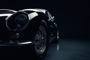 an image of a black sports car in a black background - obrazy, fototapety, plakaty