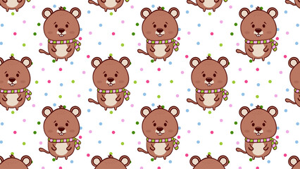 Seamless pattern with cute cartoon marmot. Vector illustration in flat style.