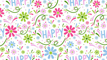 Seamless floral pattern with flowers and leaves. Vector illustration.