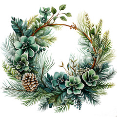 Decorative wreath with forest accessories isolated on the transparent background PNG.