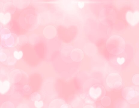 Abstract Soft pastel pink heart background with bokeh light for valentine, love design