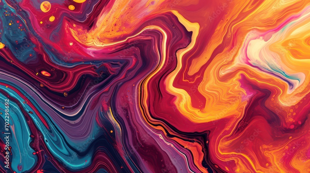 Poster abstract seamless pattern with a burst of bright colors, crafted using the liquid marble technique t
