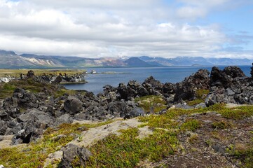 Low clouds over the Icelandic coastline