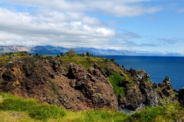Seascape of volcanic rocks