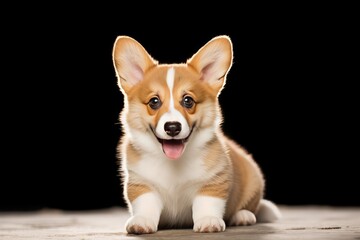 cute small puppy corgi dog calmly posing