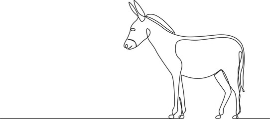 continuous single line drawing of a donkey, line art vector illustration
