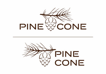 Pine cone stalk branch logo icon vector design illustration