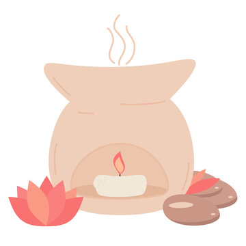 recommend clip art: cute hand drawn aroma diffuser oil with candle vector illustration isolated on white background 