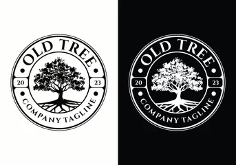 Fotobehang Tree of life emblem badge vintage logo design template © district4.studio