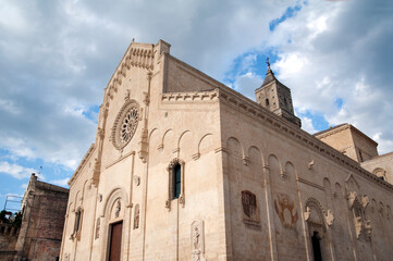 Fototapeta na wymiar Frontage of the Cathedral Madonna della Bruna of Matera, Italy. 