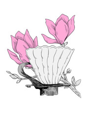 V60 filter flower hand drawn illustraton