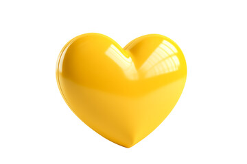 3D yellow heart shape on transparent background