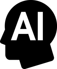 Artificial intelligence black icon, AI icon